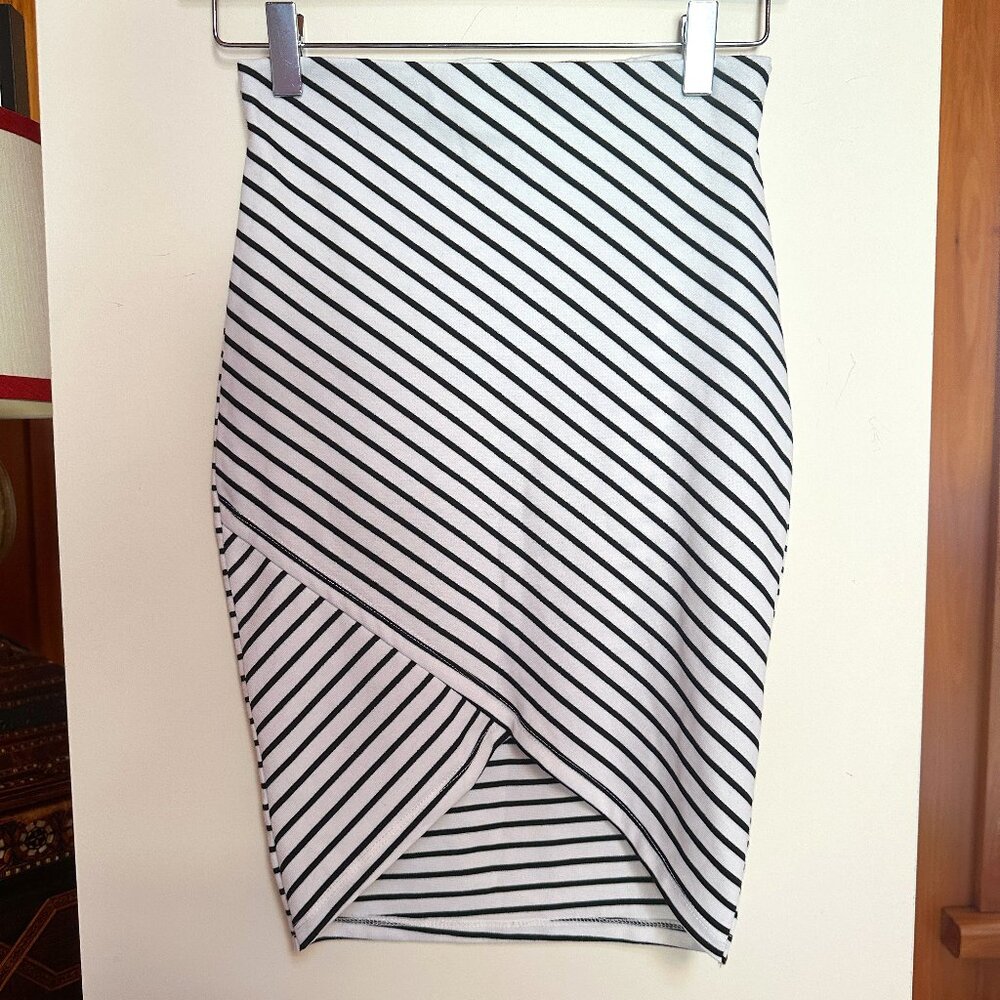 ZARA Black White Stripe Nautical Breton Skirt - S